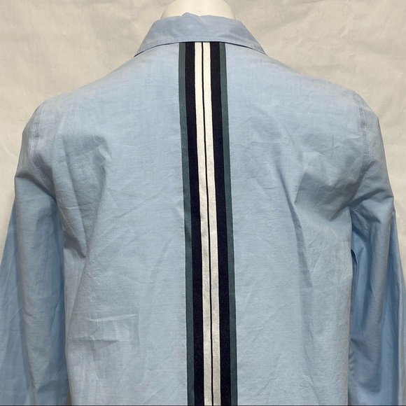 ATHLETA CHAMBRAY MARINWOOD STRIPED POPLIN RELAXED LIGHT BLUE BUTTON DOWN TOP - Picture 12 of 16